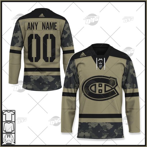 Personalized NHL Montreal Canadiens Camo Military Appreciation Team Authentic Custom Practice Jersey