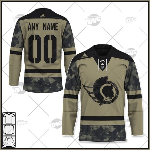 Personalized NHL Ottawa Senators Camo Military Appreciation Team Authentic Custom Practice Jersey