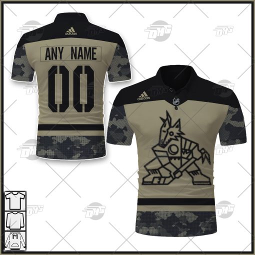 Personalized NHL Arizona Coyotes Camo Military Appreciation Team Authentic Custom Polo Jersey