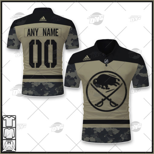 Personalized NHL Buffalo Sabres Camo Military Appreciation Team Authentic Custom Polo Jersey