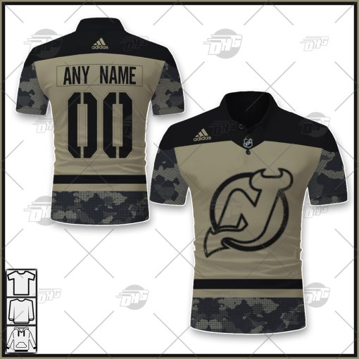 Personalized NHL New Jersey Devils Camo Military Appreciation Team Authentic Custom Polo Jersey