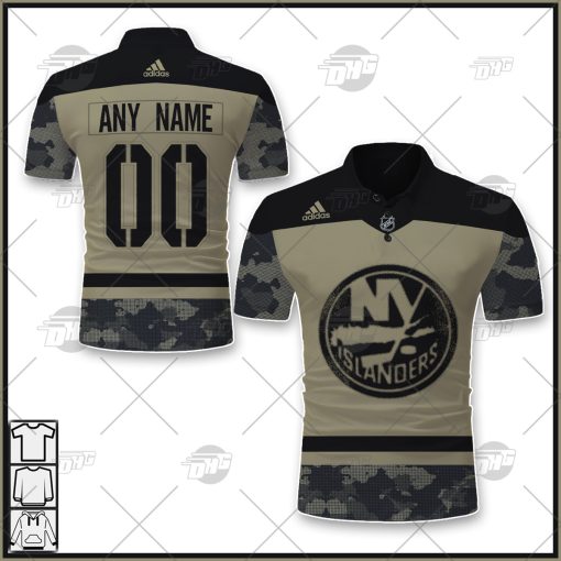 Personalized NHL New York Islanders Camo Military Appreciation Team Authentic Custom Polo Jersey