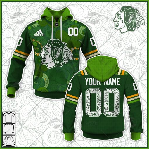 Personalized NHL Chicago Blackhawks Jersey 2022 St. Patrick’s Day Hoodie Shirt Long Sleeve