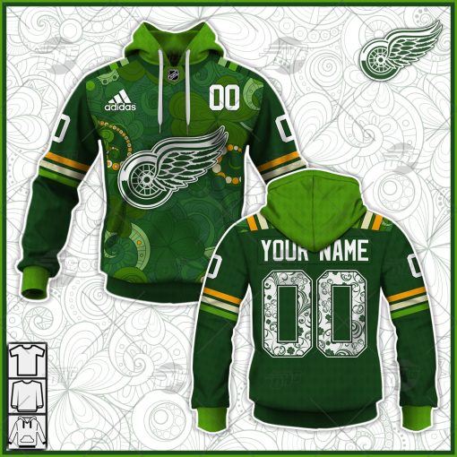 Personalized NHL Detroit Red Wings Jersey 2022 St. Patrick’s Day Hoodie Shirt Long Sleeve