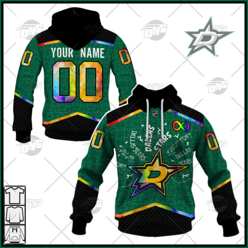 Personalized NHL Dallas Stars Jersey Custom Autism Shirt Hoodie