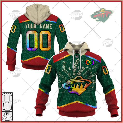 Personalized NHL Minnesota Wild Jersey Custom Autism Shirt Hoodie