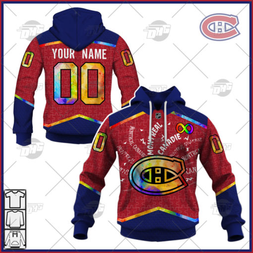 Personalized NHL Montreal Canadiens Jersey Custom Autism Shirt Hoodie