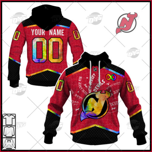 Personalized NHL New Jersey Devils Jersey Custom Autism Shirt Hoodie