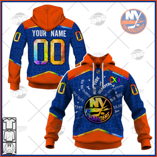 Personalized NHL New York Islanders Jersey Custom Autism Shirt Hoodie