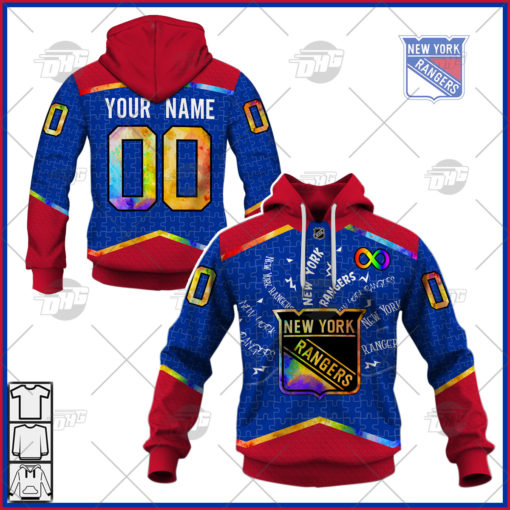 Personalized NHL New York Rangers Jersey Custom Autism Shirt Hoodie