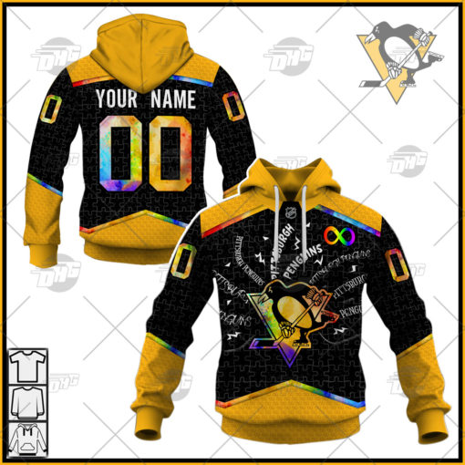 Personalized NHL Pittsburgh Penguins Jersey Custom Autism Shirt Hoodie