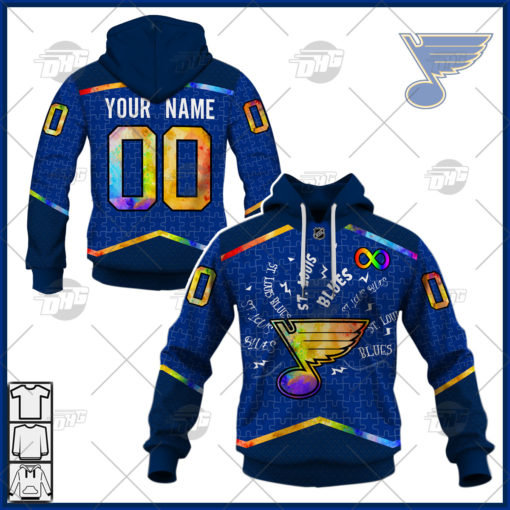 Personalized NHL St. Louis Blues Jersey Custom Autism Shirt Hoodie