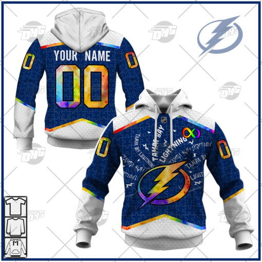 Personalized NHL Tampa Bay Lightning Jersey Custom Autism Shirt Hoodie