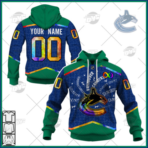 Personalized NHL Vancouver Canucks Jersey Custom Autism Shirt Hoodie