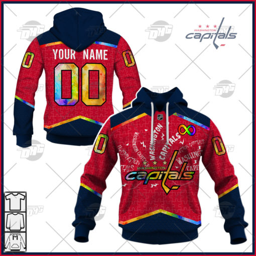 Personalized NHL Washington Capitals Jersey Custom Autism Shirt Hoodie