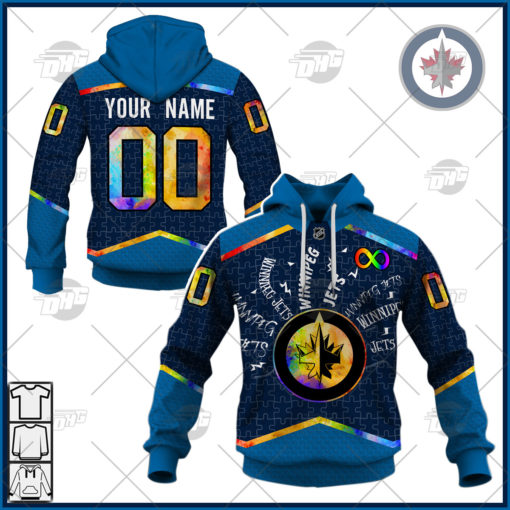 Personalized NHL Winnipeg Jets Jersey Custom Autism Shirt Hoodie