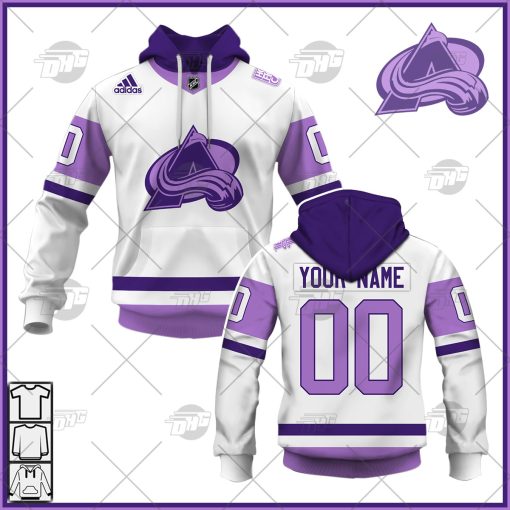 Personalized NHL Jersey Colorado Avalanche White/Purple Hockey Fights Cancer Primegreen Custom Jersey