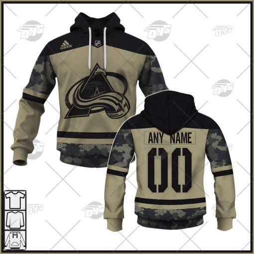 Personalized NHL Colorado Avalanche Camo Military Appreciation Team Authentic Custom Practice Jersey Hoodie