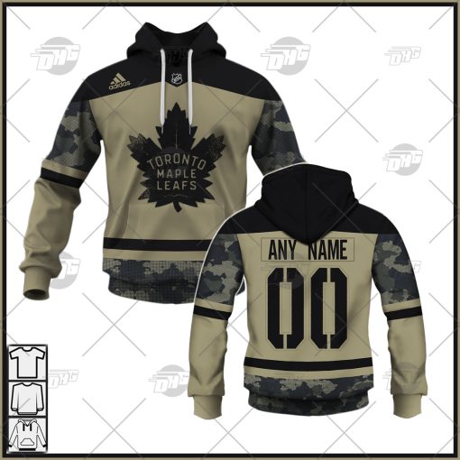 Personalized NHL Toronto Maple Leafs Camo Military Appreciation Team Authentic Custom Practice Jersey Hoodie