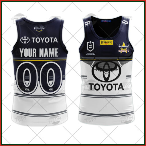 Personalise NRL North Queensland Cowboys 2022 Away Tank Top