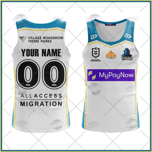 Personalise NRL Gold Coast Titans 2022 Away Tank Top