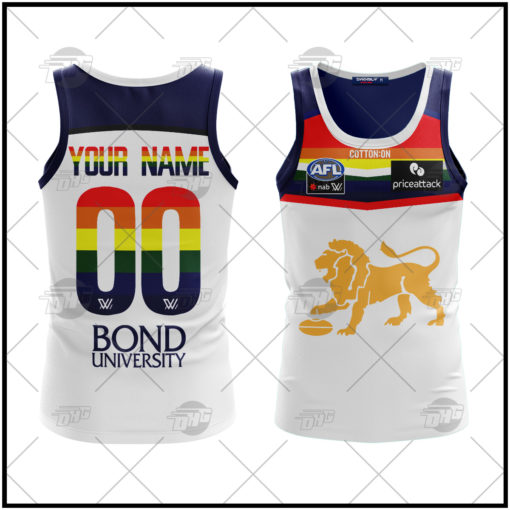 Personalise AFLW Brisbane Lions 2022 Pride Tank Top