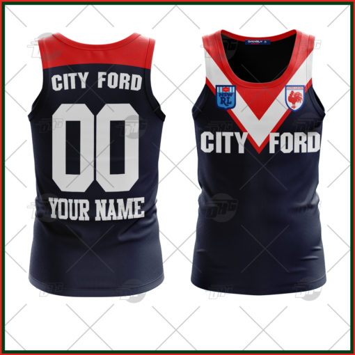 Personalize Sydney Rooster NRL 1980s Home Tank Top