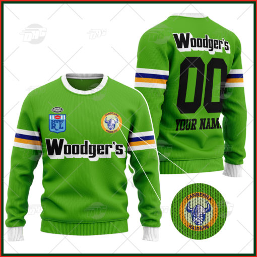 Personalized Canberra Raiders 1989 Woodgers ARL/NRL Vintage Retro Heritage Wool Ugly Sweater For Men Women
