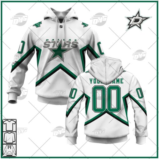 Personalized NHL Men’s Dallas Stars White 2020/21 Reverse Retro Player Jersey