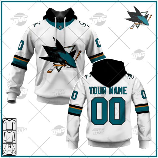 Personalized NHL  Men’s San Jose Sharks 2022 Fanatics Branded White Away Breakaway Jersey