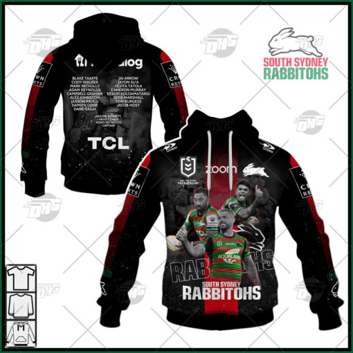 NRL South Sydney Rabbitohs Black and White Hoodie Memorable Moments Highlight 2021 Special Version