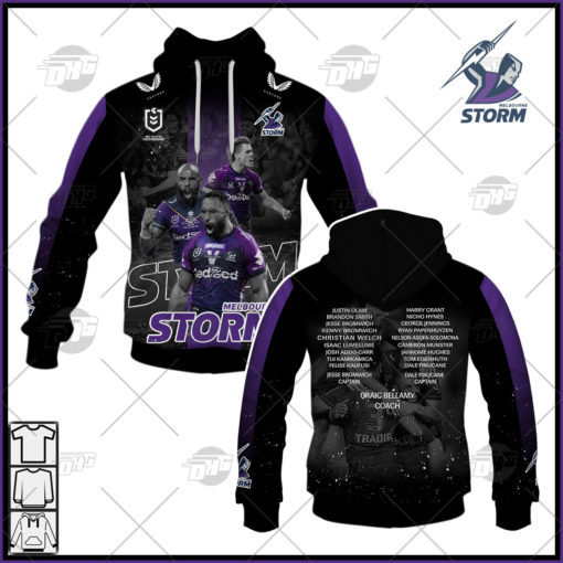 NRL Melbourne Storm Black and White Hoodie  Memorable Moments Highlight 2021 Special Version