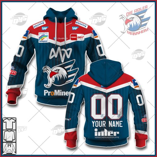 Customize Ice Hockey DEL Deutsche Eishockey Liga Adler Mannheim 21/22 Home Jersey Trikot