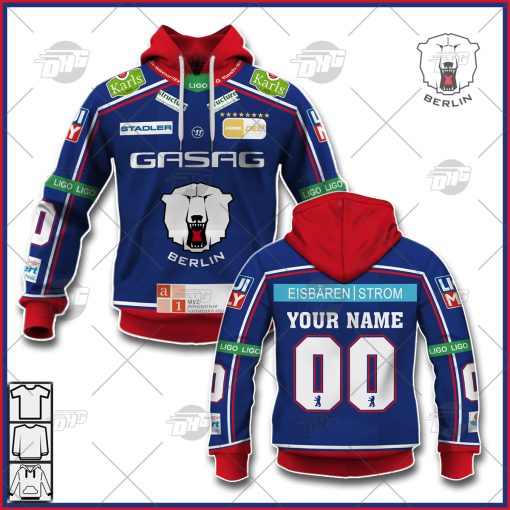 Customize Ice Hockey DEL Deutsche Eishockey Liga Eisbaren Berlin 21/22 Home Jersey Trikot