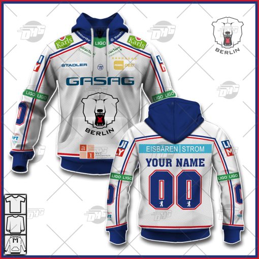 Customize Ice Hockey DEL Deutsche Eishockey Liga Eisbaren Berlin 21/22 Away Jersey Trikot