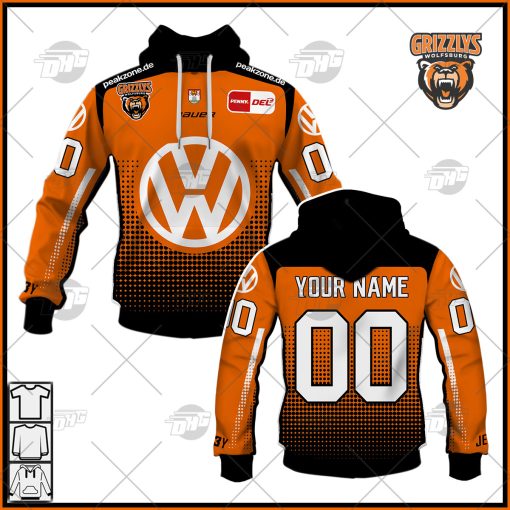 Personifizieren DEL Grizzlys Wolfsburg Spielertrikot Saison 21-22 Home