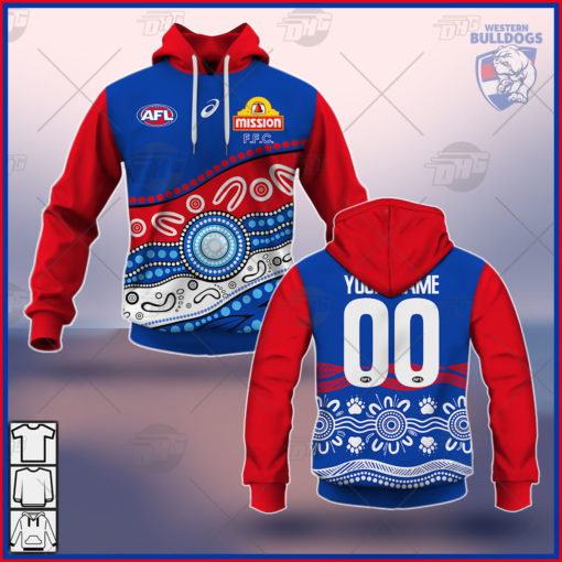 Custom- made AFL Western Bulldogs 2021 Authentic Indigenous Men Guernsey
