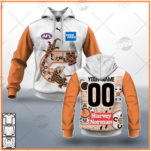 Custom- made AFL Gws Giants 2021 Authentic Indigenous Men Guernsey
