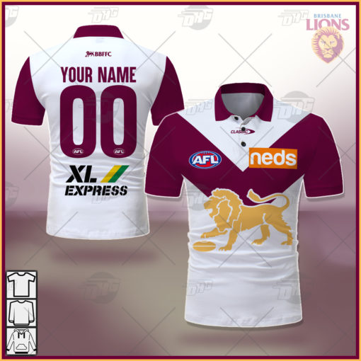 Personalised AFL Brisbane Lions 2021 Season Clash Guernsey Polo