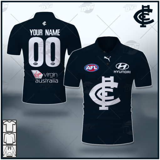 Personalised AFL Carlton Blues 2021 Season Home Guernsey Polo