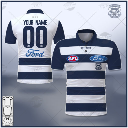 Personalised AFL Geelong Cats 2021 Season Home Guernsey Polo