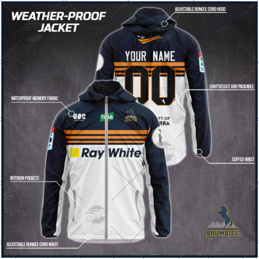 Personalised Super Rugby Act Brumbies Weather Proof Jacket Rain Proof Jacket
