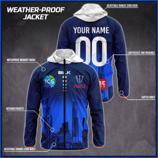 Personalised Super Rugby Melbourne Rebels Weather Proof Jacket Rain Proof Jacket