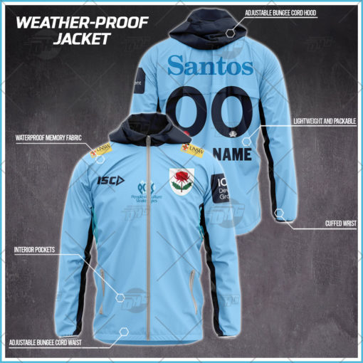 Personalised Super Rugby New South Wales Waratahs Weather Proof Jacket Rain Proof Jacket