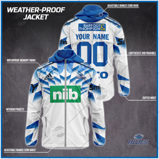 Personalised Super Rugby Auckland Blues Weather Proof Jacket Rain Proof Jacket