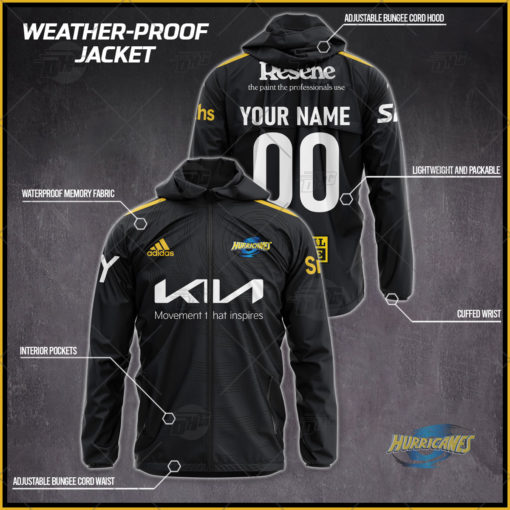 Personalised Wellington Hurricanes Super Rugby Weather Proof Jacket Rain Proof Jacket