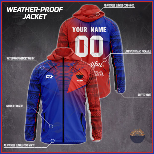 Personalised Super Rugby Moana Pasifika Weather Proof Jacket Rain Proof Jacket