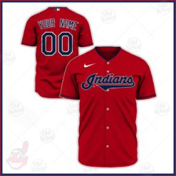 Personalize MLB Cleveland Indians Red Alternate Jersey 2020