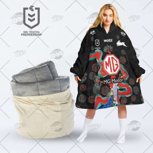 Personalised Indigenous Jersey NRL South Sydney Rabbitohs oodie blanket hoodie snuggie hoodies