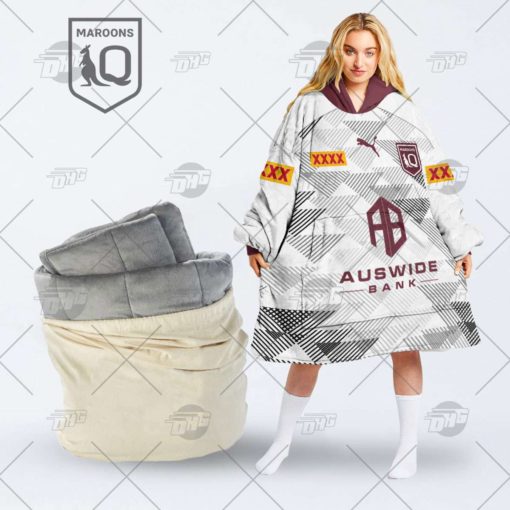 Personalise State of Origin series Queensland Maroons QRL 2022 Training Jersey oodie blanket hoodie snuggie hoodies